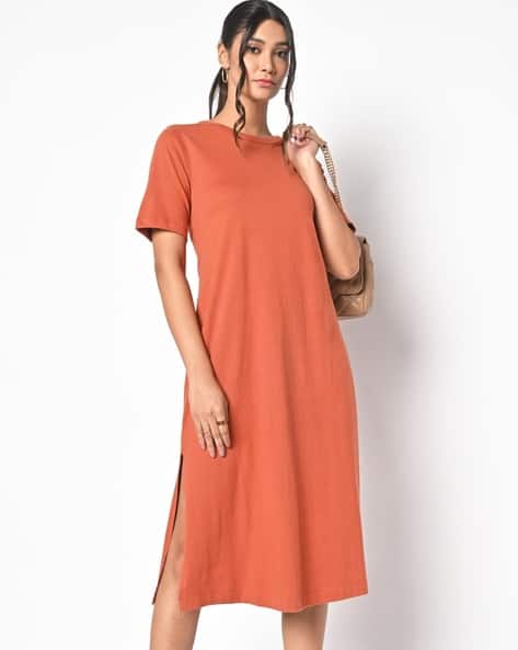 JDY BY ONLY Cotton T-shirt Dress with Side Slit