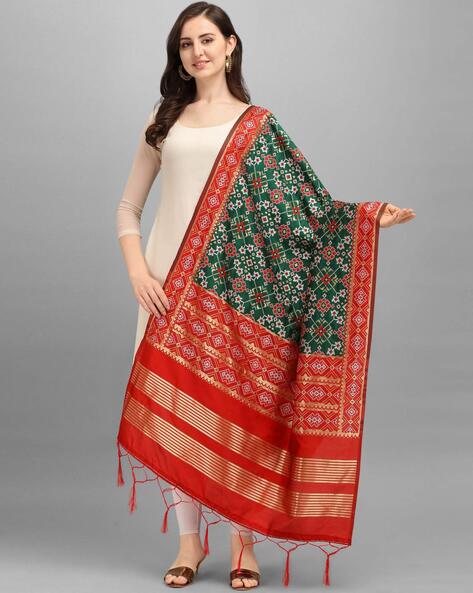 Woven Banarasi Silk Dupatta with Tassels Price in India