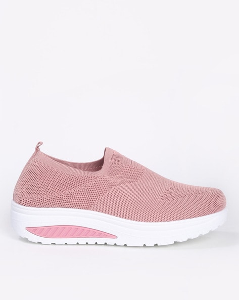 Womens pink clearance slip on sneakers