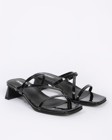 Black Chunky Lace Up Heel | Heel sandals outfit, Black high heels, Heels