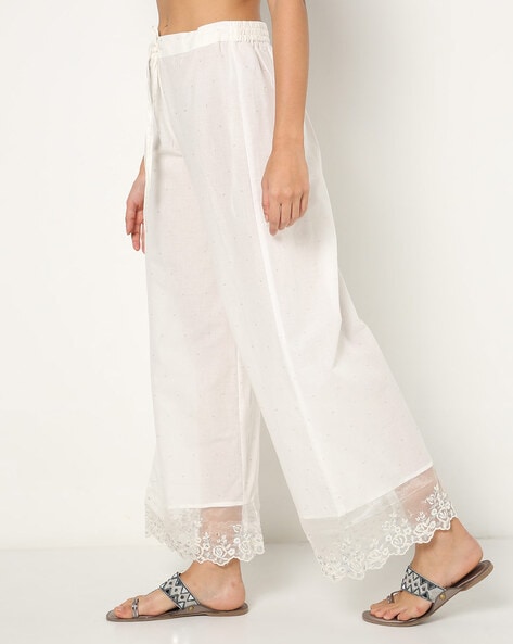 Palazzo Pants with Lace Accent