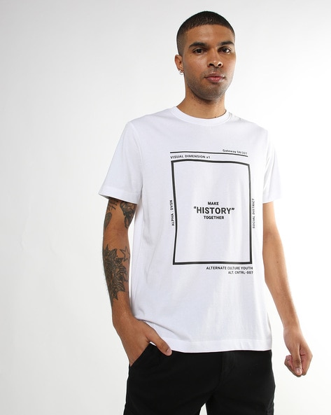 Regular Fit Typographic Print Crew-Neck T-shirt