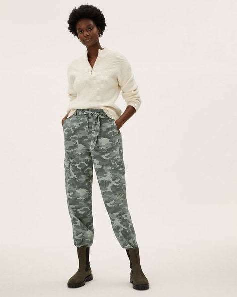 Buy Khaki Trousers & Pants for Women by Marks & Spencer Online