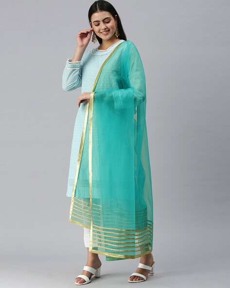 Solid Gotta Pati Net Dupatta Price in India