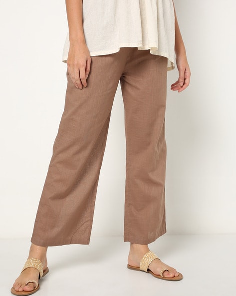 Light Brown Pure Linen Pants by Linen Trail