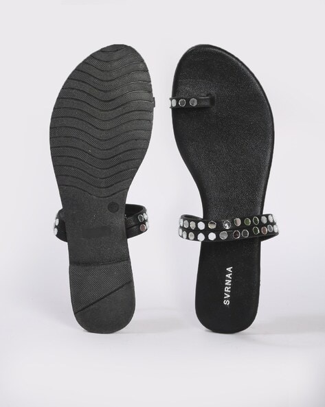 Black flat best sale sandals with studs