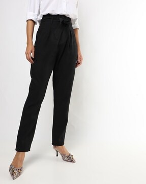 Womens Black Tapered Leg Trousers  Peacocks