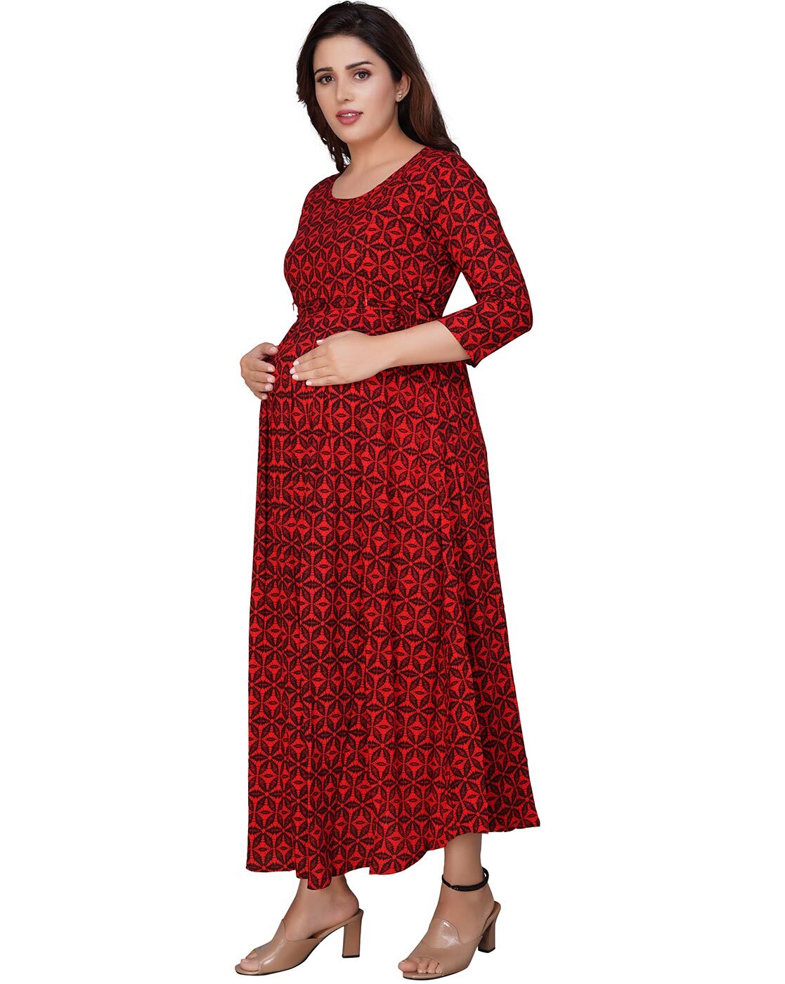 mamma's maternity Women Maxi Red Dress - Buy mamma's maternity Women Maxi  Red Dress Online at Best Prices in India | Flipkart.com