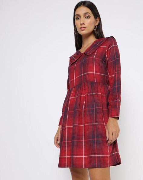 Checked Fit & Flare Dress