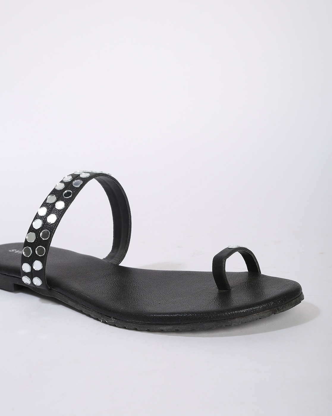 RAMSEY-BLACK FLAT SANDAL | AZALEA WANG