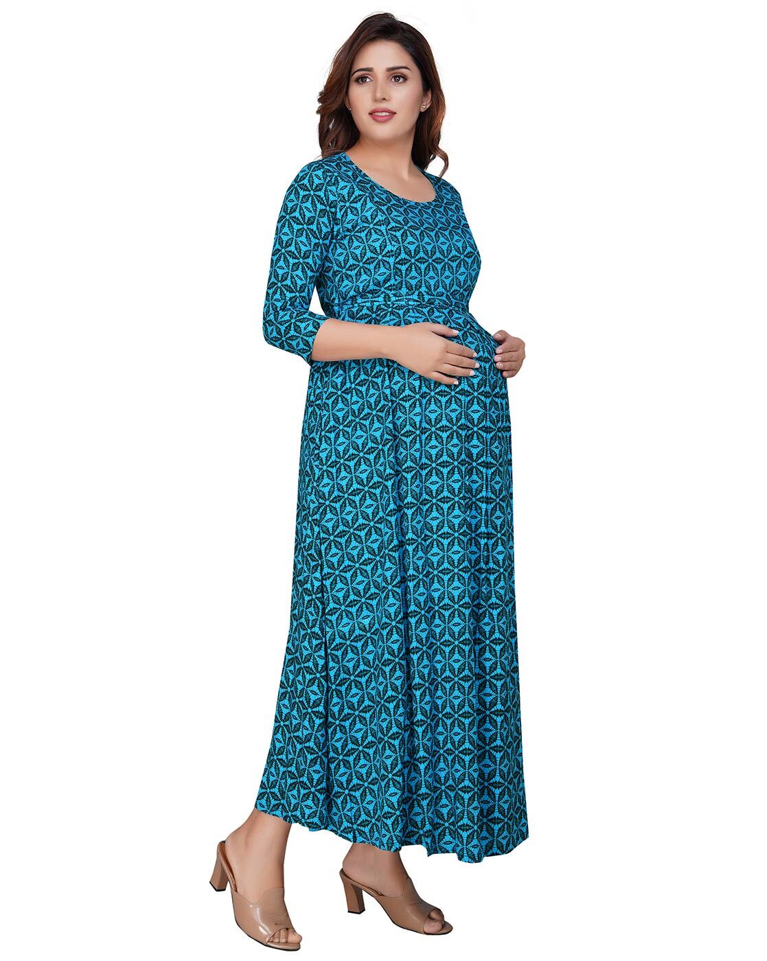 Muslim Floor-length Pregnant Dress Women Sequin Long Dresses Maternity Long Pregnancy  Dress Vestidos Big Swing
