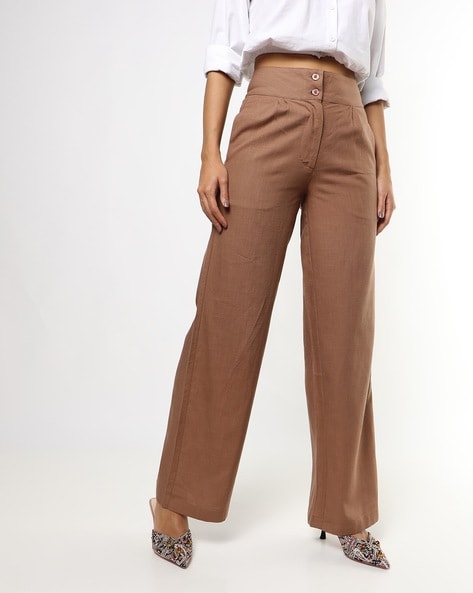 Buy Women Brown Regular Fit Solid Casual Trousers Online  744610  Allen  Solly