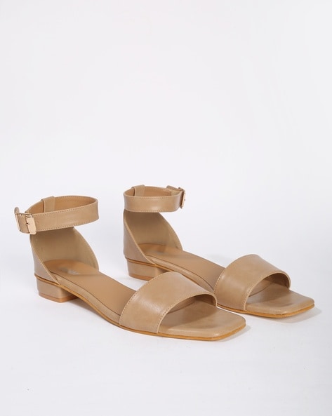 Slingback Flat Sandals with Buckle Closure