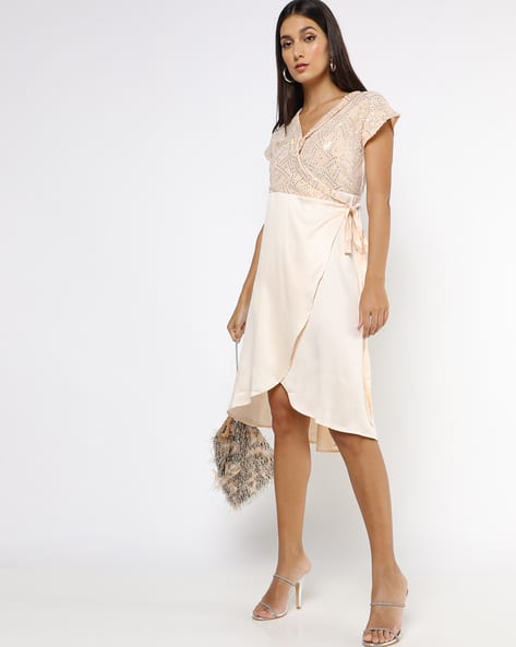 Encrustd Sequinned Yoke Wrap Dress