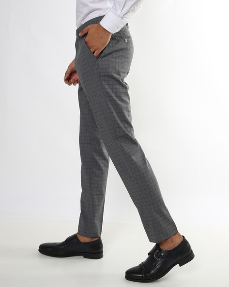Mango - Tie Front Cropped Check Trousers - Grey / S on Designer Wardrobe