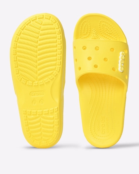 Yellow croc hot sale flip flops