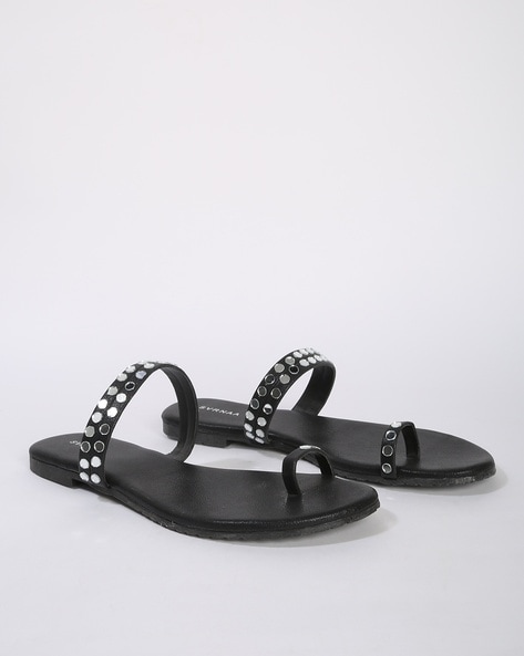 Black Roya Flat Strappy Sandal | WHISTLES |