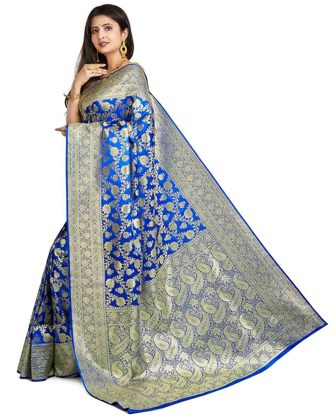 Buy Teal Sarees for Women by Varkala Silk Saree Online | Ajio.com