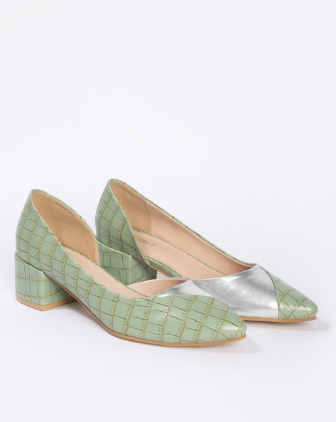 Green best sale block heels