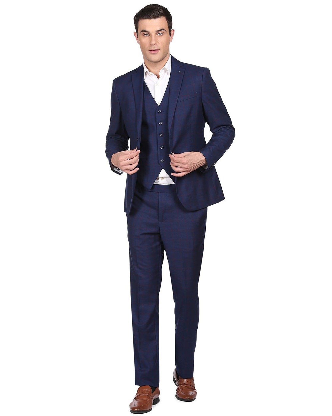 Arrow Navy Blue Single Breasted Tailored Fit Formal Suit 8307687.htm - Buy  Arrow Navy Blue Single Breasted Tailored Fit Formal Suit 8307687.htm online  in India