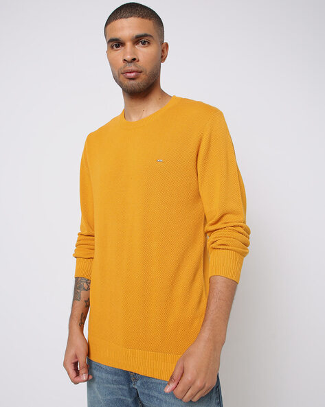 Mens yellow pullover sweater best sale