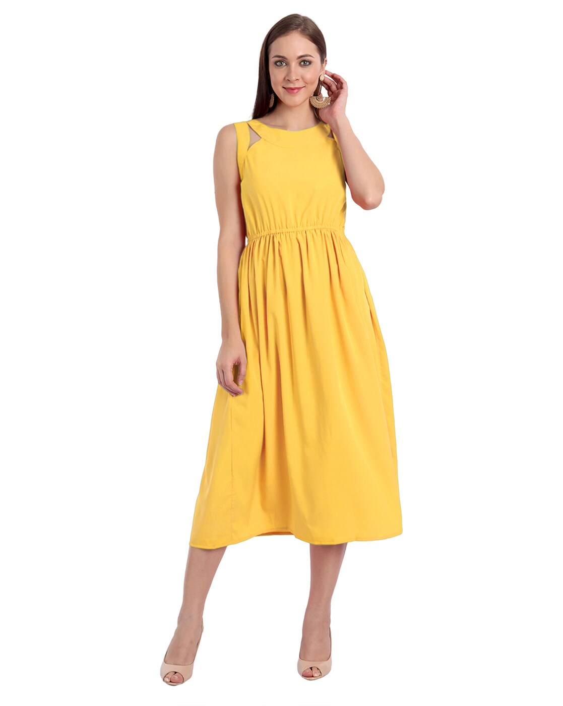 Buy Yellow Floral Print Maxi Dress Online - Aarke India Store View