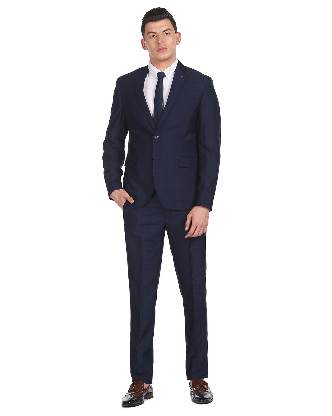 arrow navy blue suit