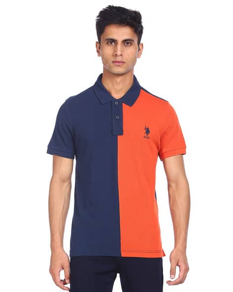 Regular Fit Colorblock Cotton Polo T-Shirt