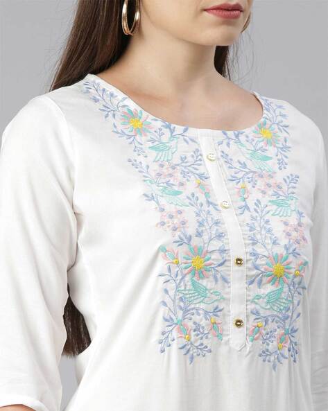 Easy neck design for kurtis silk thread flower silk thread embroidery  embroiderydesignforkurtis  YouTube