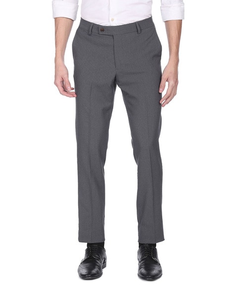 Buy RARE RABBIT Men's Slim Fit Chicago Check Casual Trousers (Black_32) at  Amazon.in