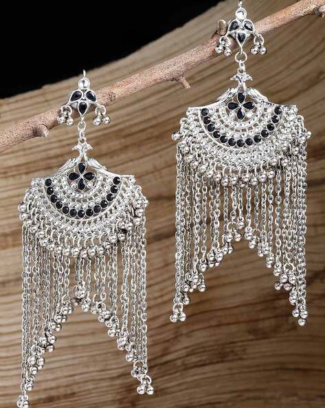 Black Oxidised Chandbali Earrings