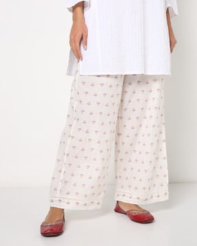 Floral Print Cotton Palazzos-image-4