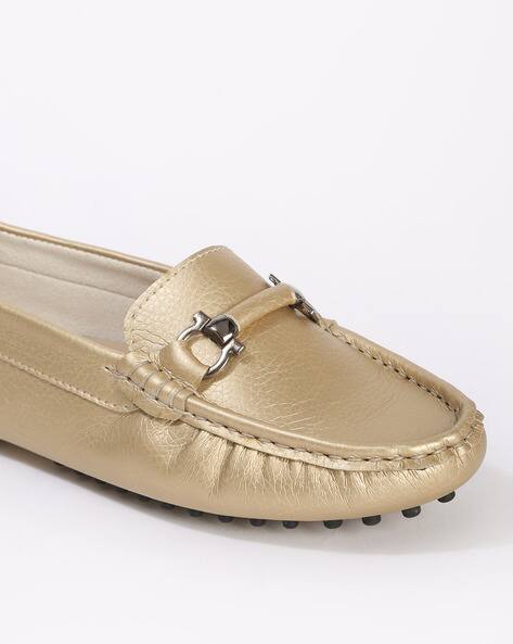 Women Round-Toe Loafers with Metal Accent