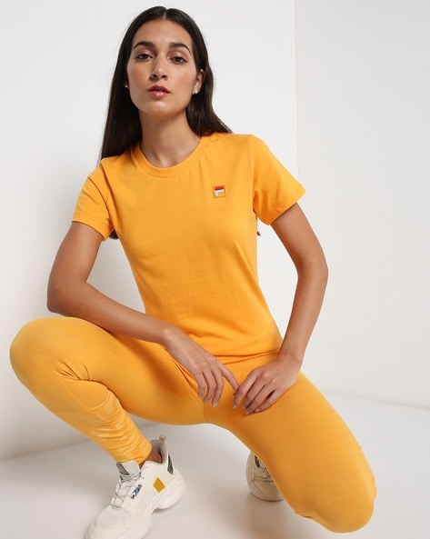 Fila yellow t shirt best sale