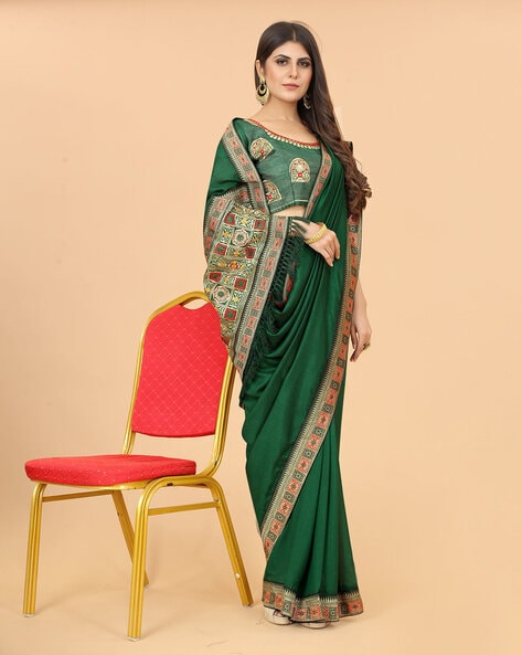 Buy online Women's Solid Sea Green Colored Saree With Blouse from ethnic  wear for Women by V3 Fashion Studio for ₹1499 at 67% off | 2024 Limeroad.com