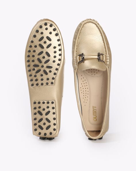 Women Round-Toe Loafers with Metal Accent