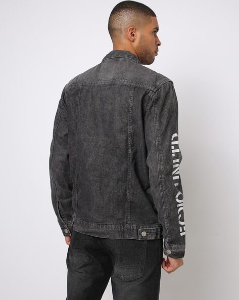 Cut & Sewn Rip Off Letter Applique Denim Jacket - Black Lava –  SMOKERISENY.COM