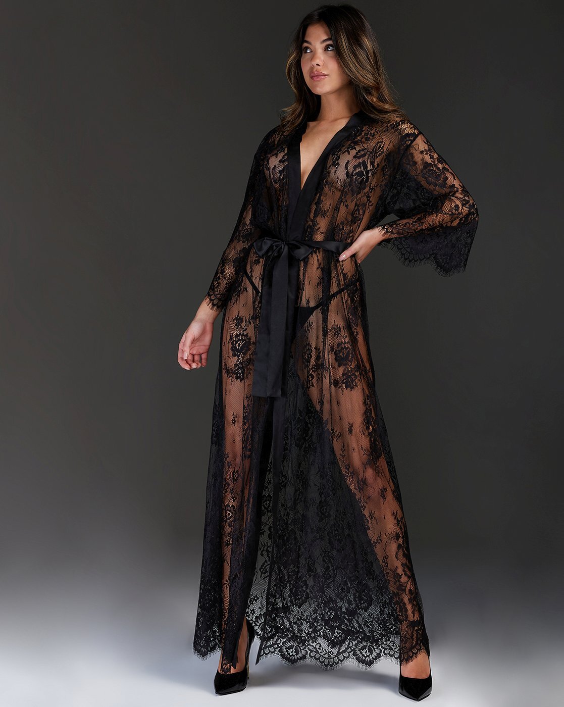 Hooded Black Modal Robe - Grace and Lace