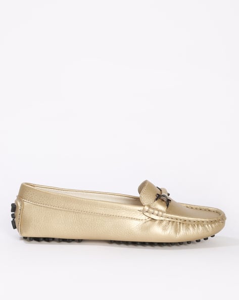 Women Round-Toe Loafers with Metal Accent