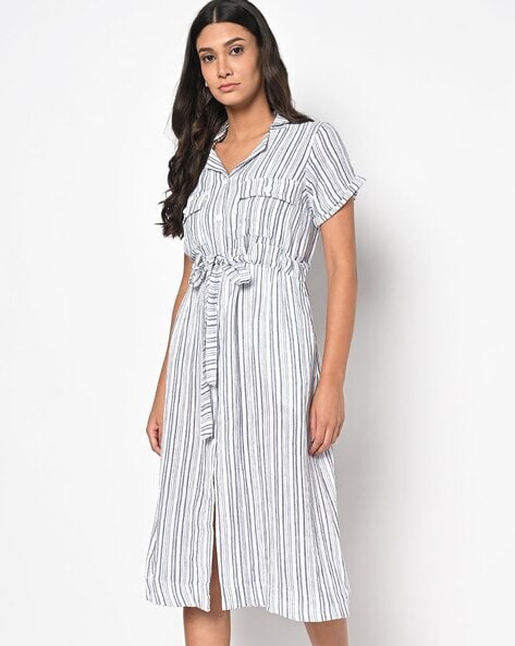 Striped Monogram Pocket T-Shirt Dress - Women - Ready-to-Wear