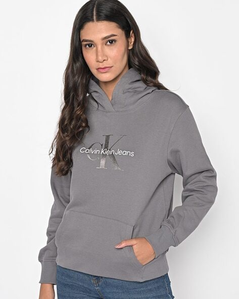 NWT Women's Calvin Klein Jeans Sweatshirt Logo CK Hoodie White XS
