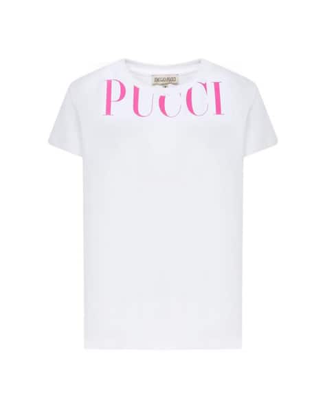 Buy Emilio Pucci Typographic Print Crew-Neck T-shirt | White Color 