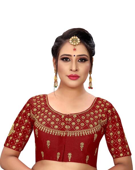 Buy Maroon Blouses for Women by PUJIA MILLS Online