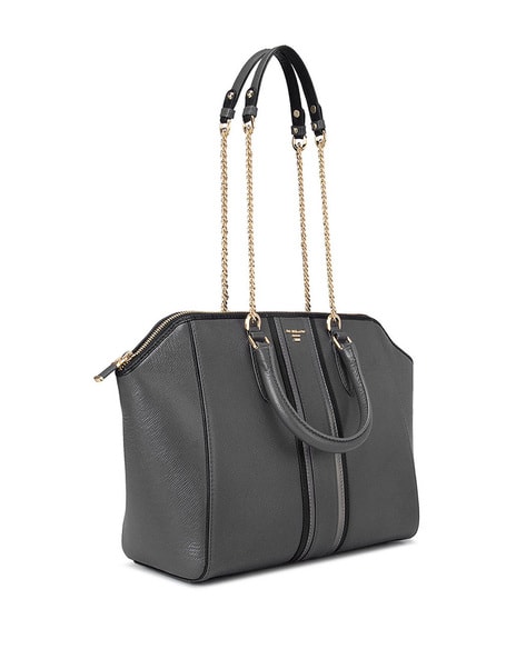 DA MILANO Textured Tote Bag with Chain Strap