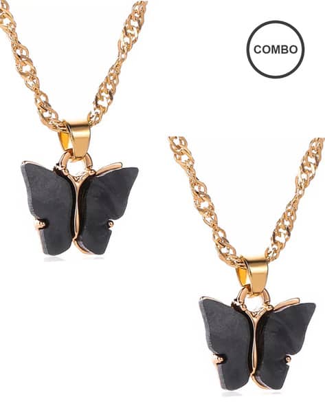 Pack of Gold-Plated Butterfly Necklace