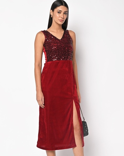 Simple A-Line V-Neck Sleeveless Red Long Prom Dresses With Pockets,SFP –  SofieBridal