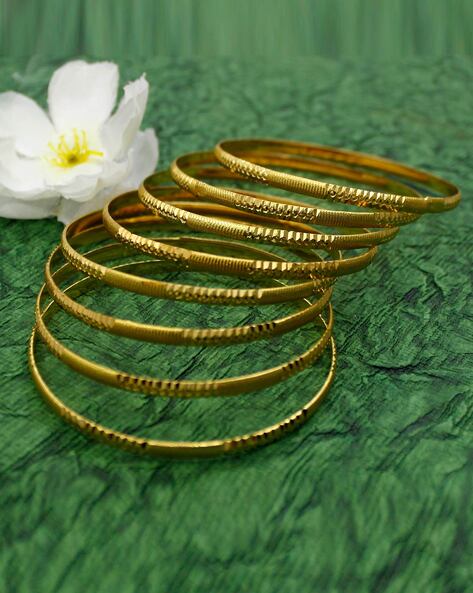 Thin Textured Bangle Bracelet in 22k Yellow Gold - Filigree Jewelers