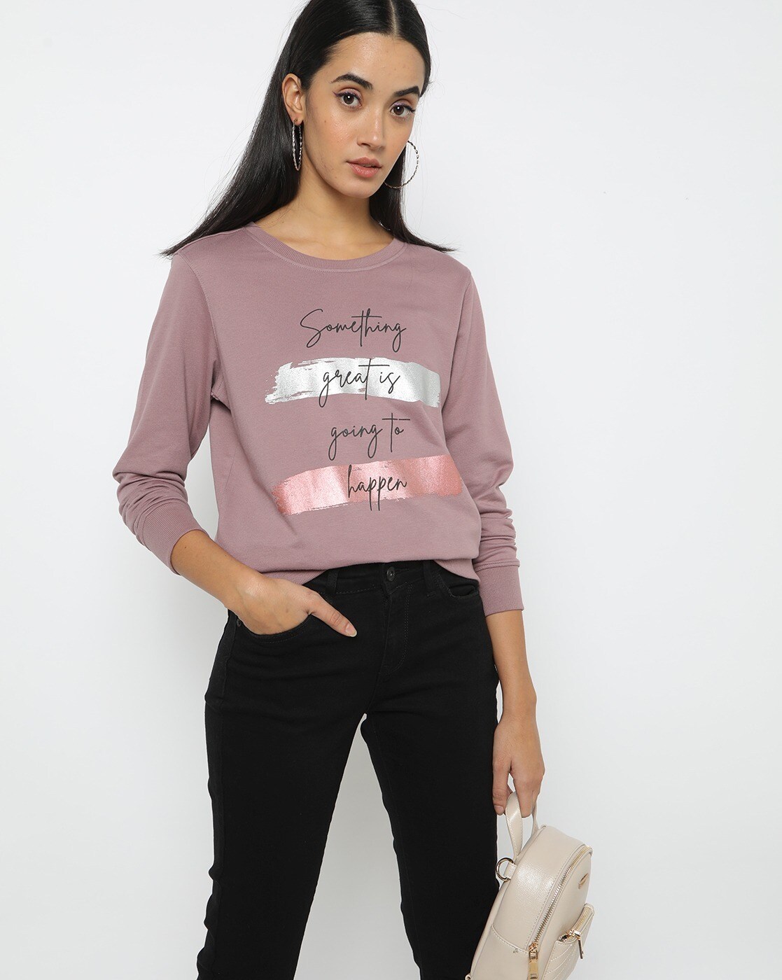 Typographic Print Crew Neck Sweatshirt