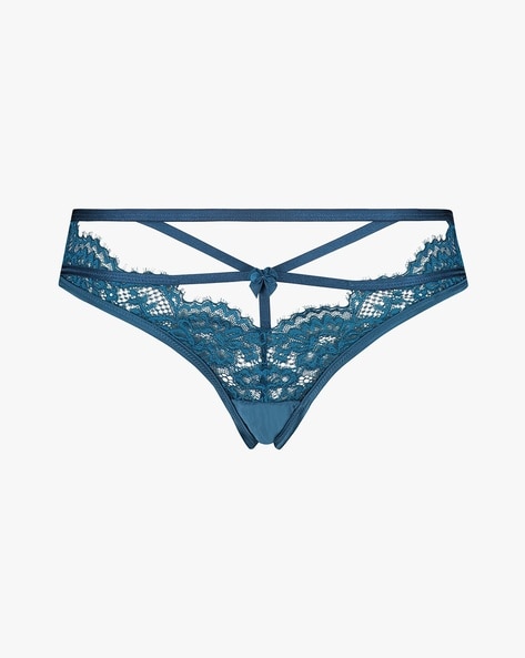 Buy Hunkemoller Extrovert Open Crotch Brazilian Panties, Blue Color Women