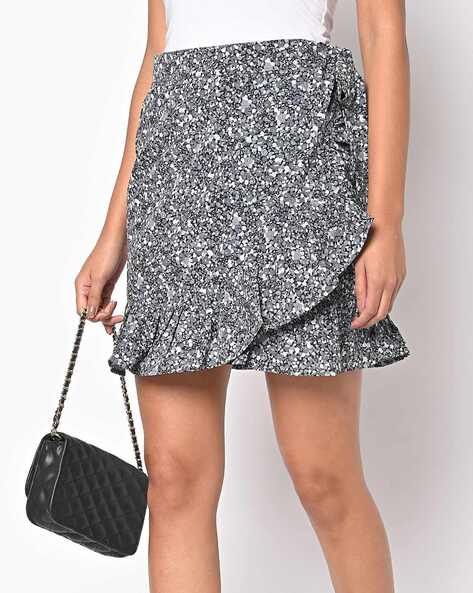 Grey and hotsell white wrap skirt